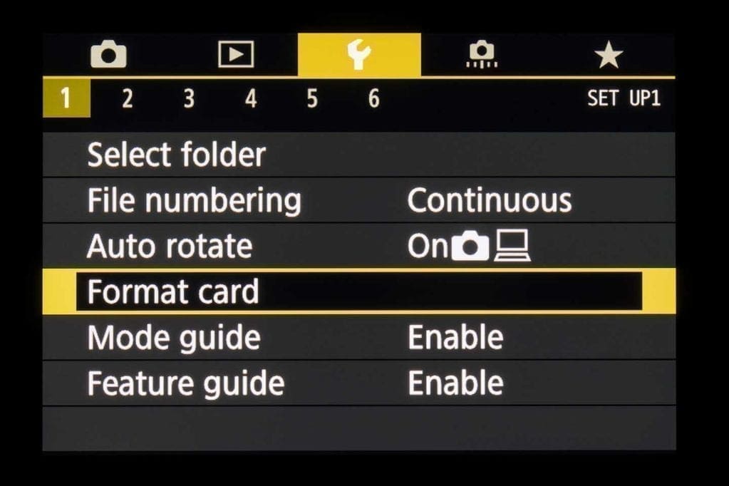 How to format memory card on Canon EOS R camera