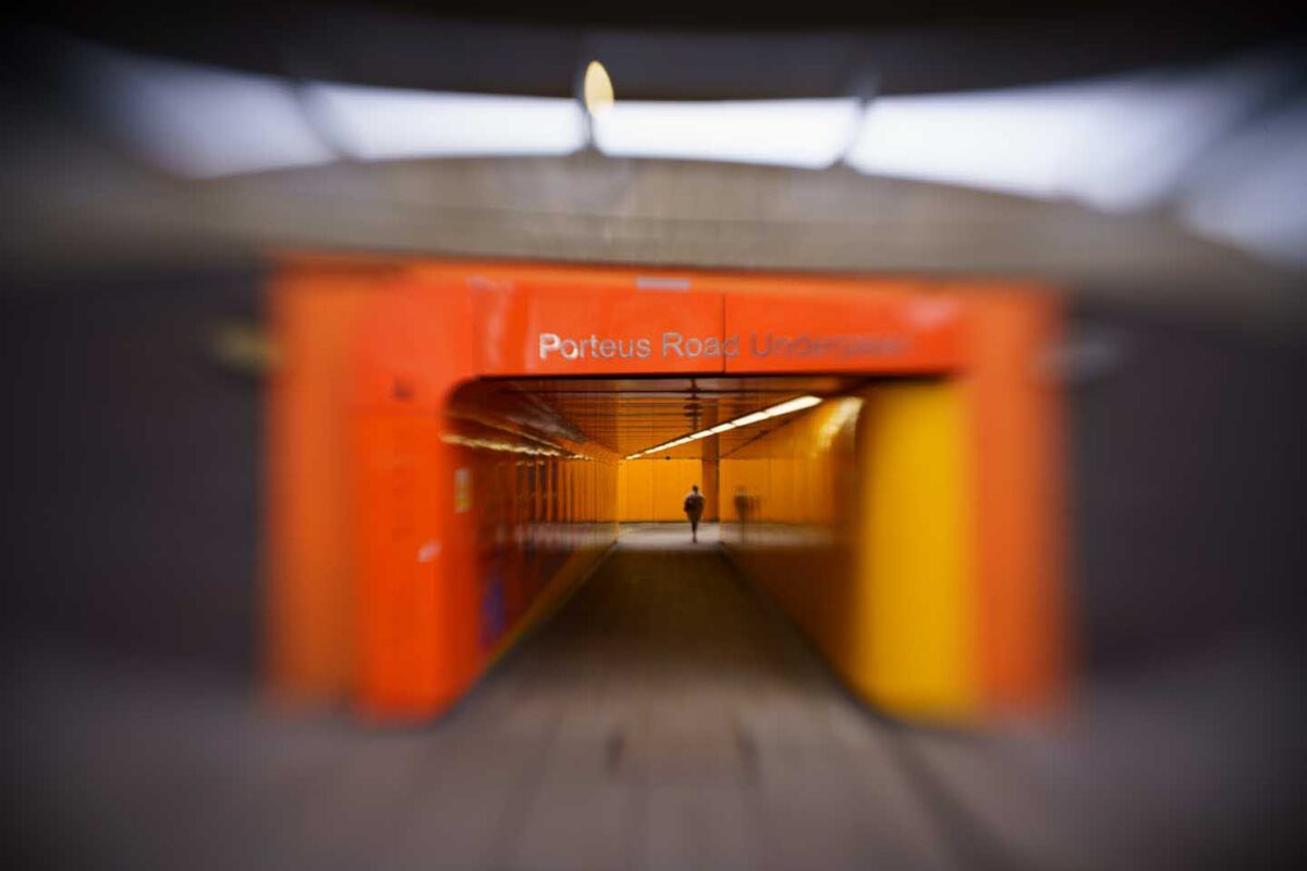 Lensbaby Sweet 22 sample image - an orange underpass